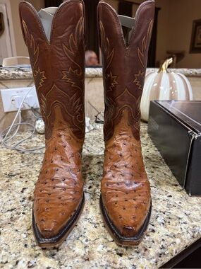 Lucchese Barnwood (Cognac) Full Quill Ostrich women’s Western Boots